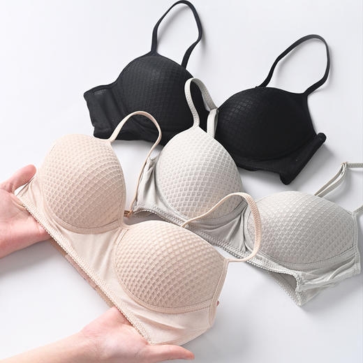 丁摩 真丝无钢圈爆款文胸 100%桑蚕丝聚拢蜂窝杯透气舒适内衣TG02S271 商品图1