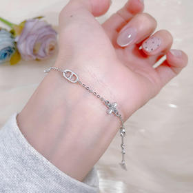 【限时8.8折】【线上铂金馆】PT950 【精品】铂金镂空CNC猪鼻子幸运四叶草间款调节手链(BFPTSL00013)预售产品下单后不退款不退货不换货不补差价)