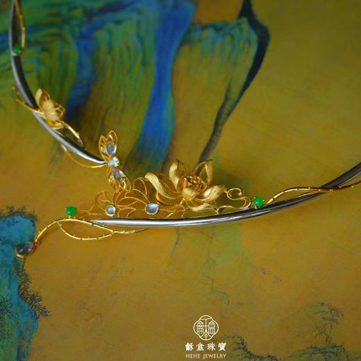 龢盒原创 翡翠月光石银镶大项圈 商品图2