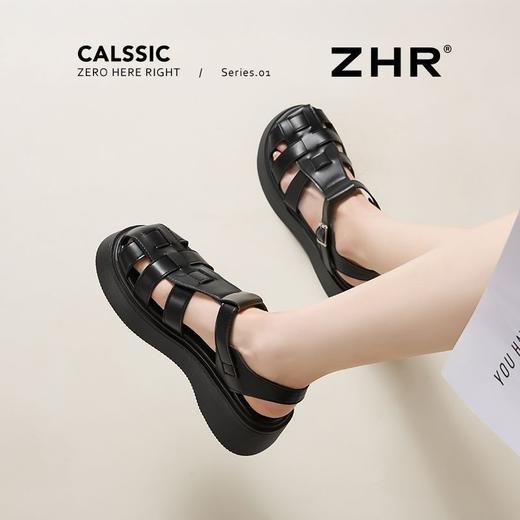 ZHR则则罗马凉鞋女2025新款夏季厚底增高猪笼鞋休闲百搭包头凉鞋 商品图9