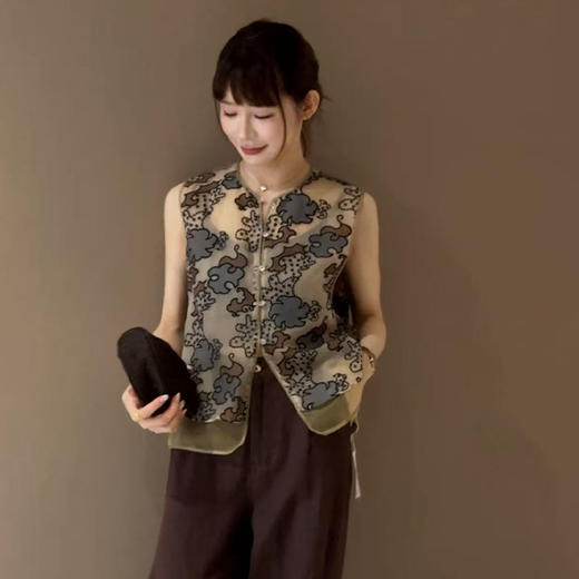 【预售7天】良木礼丝绸提花马甲（52023） 商品图0