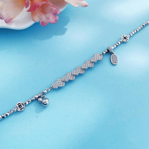 【限时8.8折】【线上铂金馆】PT950 #葫芦 #招财纳福 【国际铂金协会】铂金镂空鱼鳞葫芦葫芦吊饰蹦迪珠调节手链（内里线为铂金链）(BSL00265)预售产品下单后不退款不退货不换货不补差价) 商品图3