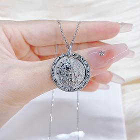 【限时8.8折】【线上铂金馆】PT950 #招财纳福 铂金实心倒模工艺财源滚滚黄财神圆牌吊坠（不含链）(PTDZ00015)预售产品下单后不退款不退货不换货不补差价)