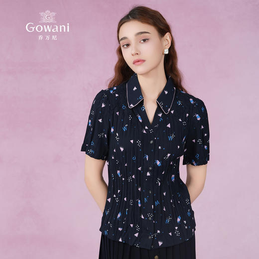 乔万尼短袖衬衫女新款夏季港风设计上衣EF2C349 商品图2