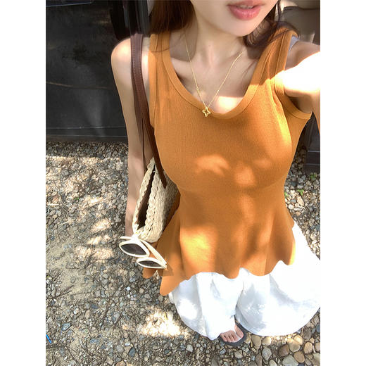 <曾小咸推荐>不规则设计感绑带无袖针织背心 商品图1