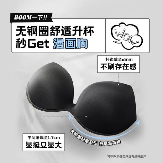 [漫画杯无钢圈]光面无痕无钢圈3/4杯聚拢小胸显大收副乳文胸 商品图1