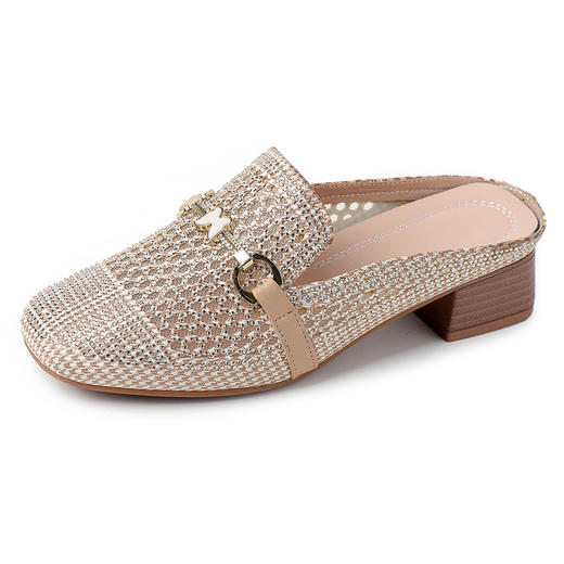 丁摩 凉拖春夏新款外穿平底拖鞋时尚烫钻镂空包头半拖玛丽珍鞋5ZF-2267 商品图5