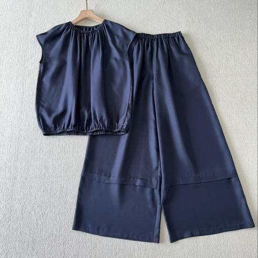 【à perles】Tibi*真丝斜纹绸飞袖圆领上衣和阔腿裤套装 商品图4