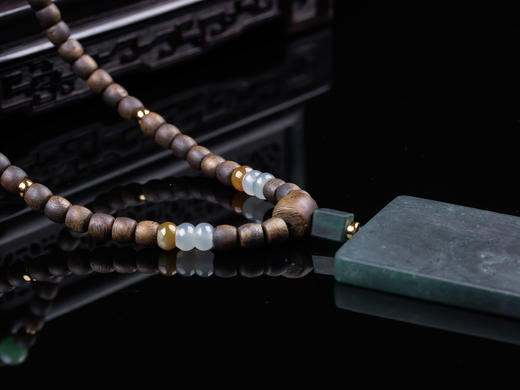 XY0358沉香+翡翠悟道牌挂件 商品图7