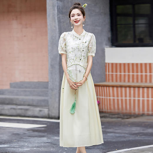 新中式国风半身裙套装2025夏季新款流苏碎花短袖上衣裙子两件套YWY8938 商品图1