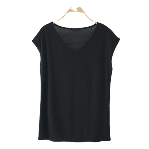 丁摩 夏季新款韩版莫代尔纯色V领无袖宽松女士T恤休闲打底衫内搭上衣5ZF-1906 商品图4