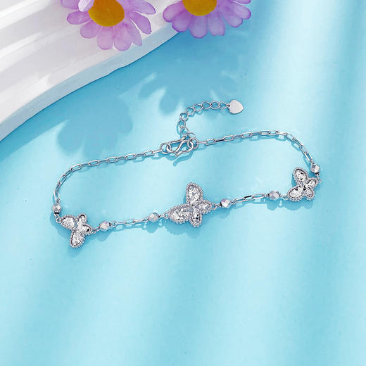 【限时8.8折】【线上铂金馆】PT950 #九紫离火 铂金实心调节叠福叠财碎碎冰蝴蝶手链(PTSL00051)预售产品下单后不退款不退货不换货不补差价) 商品图1