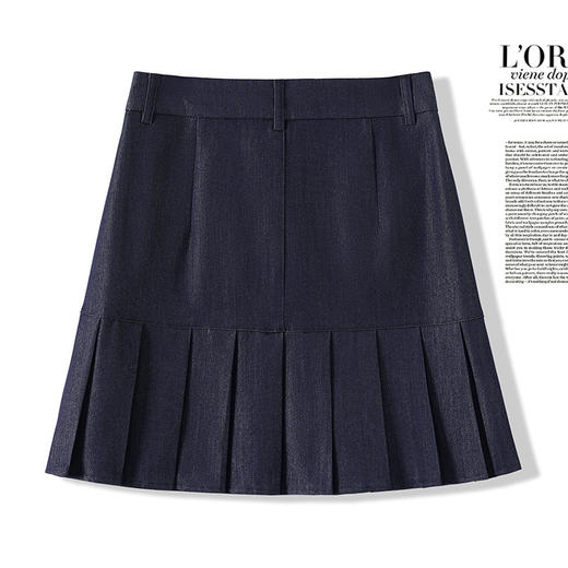 丁摩 牛仔裙百褶裙半身裙女春夏季新款遮胯显瘦高腰A字短裙5ZF-5828 商品图1