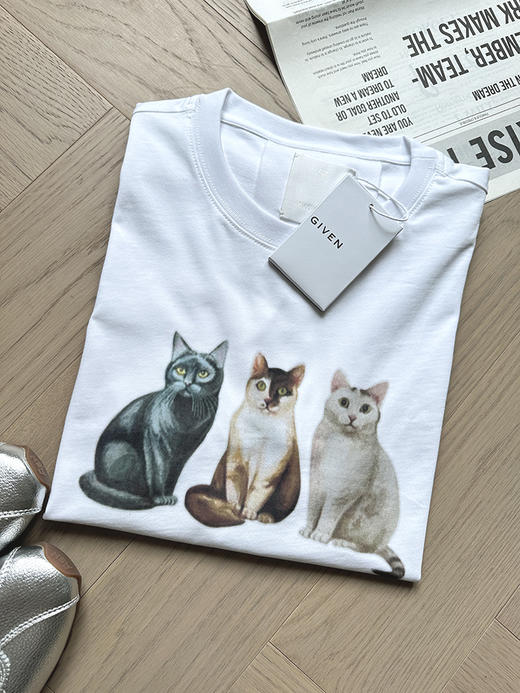 现货 THS-限时 G家 情侣款 可爱猫咪图案印花短袖T恤 QH462 商品图1