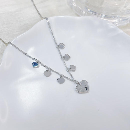 【限时8.8折】【线上铂金馆】PT950 #怦然心动 铂金实心调节爱无止境桃心流苏鱼鳞爱心心形套链(PTTL00085-02)预售产品下单后不退款不退货不换货不补差价) 商品图2