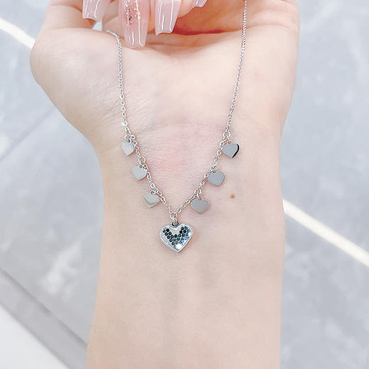 【限时8.8折】【线上铂金馆】PT950 #怦然心动 铂金实心调节爱无止境桃心流苏鱼鳞爱心心形套链(PTTL00085-02)预售产品下单后不退款不退货不换货不补差价) 商品图0