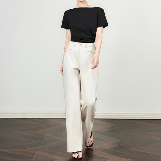 「高货wl」全新升级【铂金会员238/天猫319/差价81】(13055)洛诗琳老钱风极简通勤长裤2025夏季窄版休闲直筒阔腿裤女 商品图1