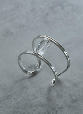 白水晶纯银柳叶纹手镯