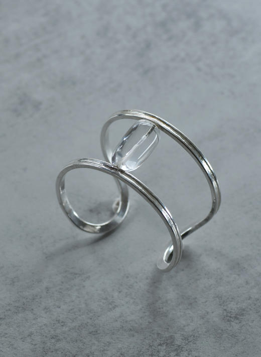 白水晶纯银柳叶纹手镯 商品图0