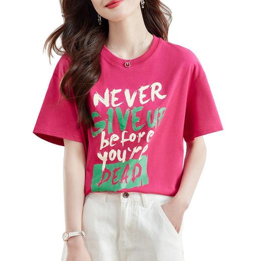 夏季纯棉短袖T恤女通勤宽松小众设计感圆领上衣    MJ-36007 商品图4