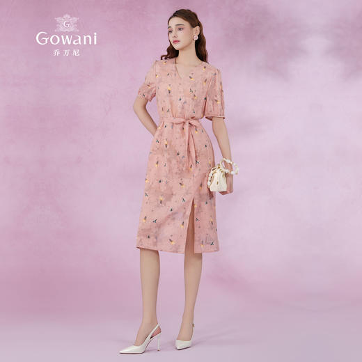 乔万尼真丝桑蚕丝连衣裙新款夏季短袖收腰显瘦裙EF2E410 商品图3