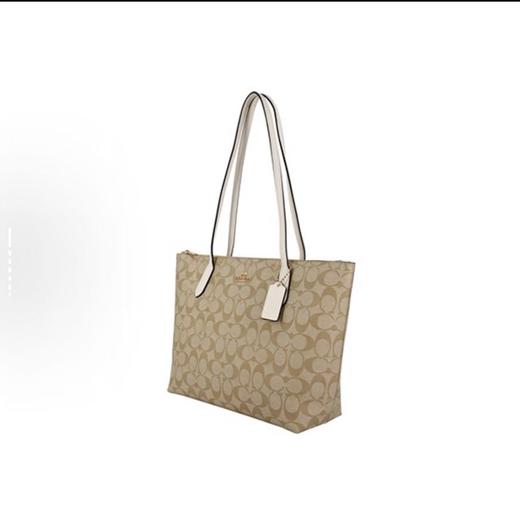 COACH Zip Top Tote 30  白色配棕色老花 商品图2