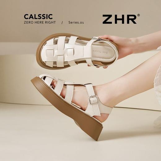 ZHR则则罗马凉鞋女2025新款夏季厚底增高猪笼鞋休闲百搭包头凉鞋 商品图6