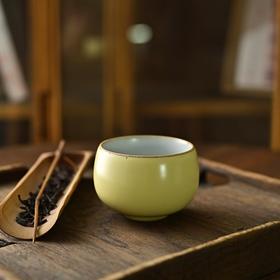 「景德镇纯手工粗陶手作汝窑黄开片釉罗汉杯」功夫茶器主人杯茶杯