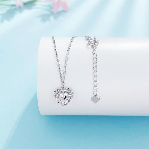 【限时8.8折】【线上铂金馆】PT950 #怦然心动 【精品】铂金镂空AB调节心心相印CNC鱼鳞绕线爱心心形套链(BFPTTL00060)预售产品下单后不退款不退货不换货不补差价) 商品图0