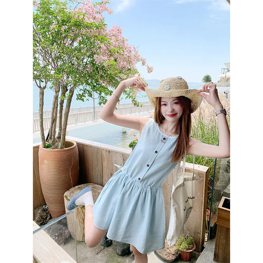 <曾小咸推荐> 韩系减龄抽绳无袖背心连衣裙 商品图4