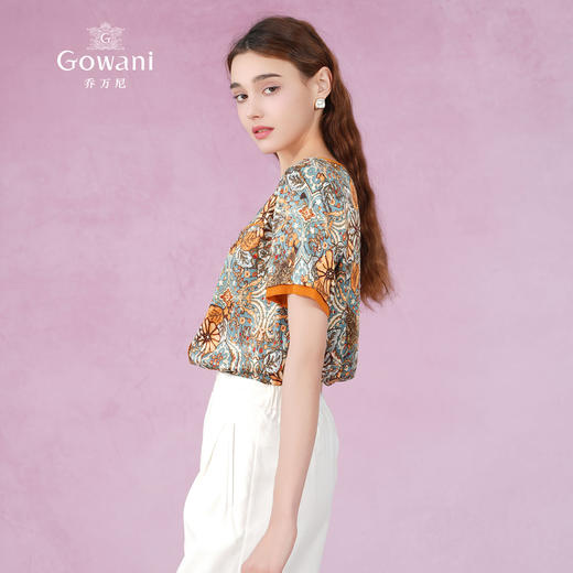 乔万尼重磅真丝衬衫女新款短袖复古设计EF2C362 商品图2
