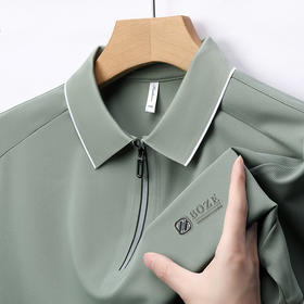 夏季新款全身无痕半拉链polo衫冰丝男士短袖POLO衫