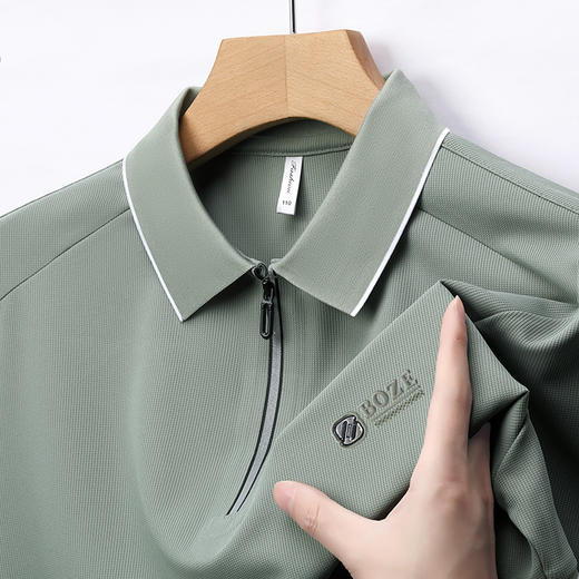 夏季新款全身无痕半拉链polo衫冰丝男士短袖POLO衫 商品图0