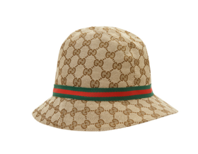 GUCCI 古驰 儿童棕色乌木色高级人造帆布GG印花渔夫帽