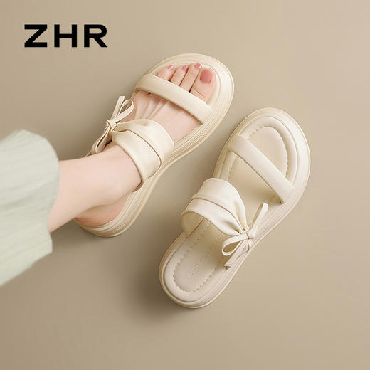 ZHR蝴蝶结凉鞋女2025新款夏季外穿仙女风小个子增高度假沙滩拖鞋 商品图0