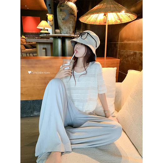 <曾小咸推荐>韩系宽松休闲镂空针织短袖T恤 商品图2