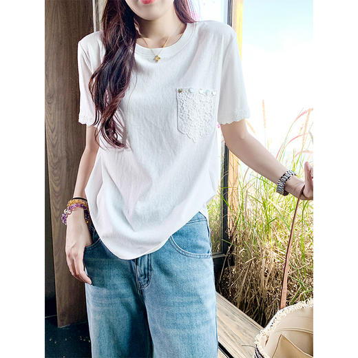 【110元任选2件】最后一波现货！ 刺绣镂空短袖T恤 商品图1