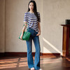 百媚生 天丝桑蚕丝拼色条纹T恤YS004 商品缩略图2