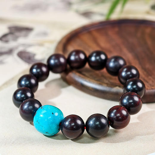 易祈吉祥五行补木系列小叶紫檀手链绿松石饰品送礼手串礼物 商品图1