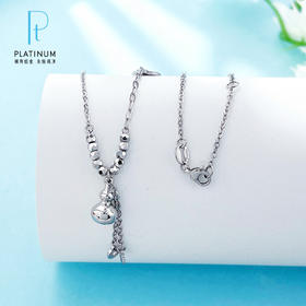 【线上铂金馆】PT950 #招财纳福 【国际铂金协会  精品】铂金空心间金珠AB调节福禄多多铜钱造型金币流苏葫芦套链(BTL00381)预售产品下单后不退款不退货不换货不补差价)