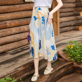 谜底花色半身裙2025秋季新款度假风复古印花中长款半裙257MB7754