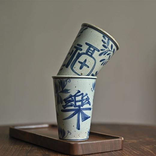 「景德镇釉下青花福乐超大号老陶泥粗陶可乐杯」花茶杯 五款可选单杯 商品图2