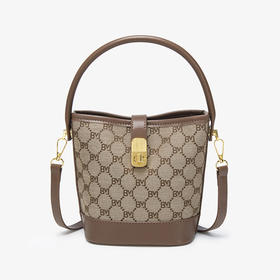 雀说 淑女时尚撞色手提小包包印花水桶包单肩斜挎包5987-1