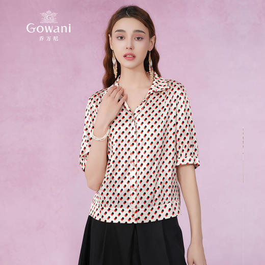 乔万尼新款真丝衬衫女重磅桑蚕丝复古提花设计感EF2C391 商品图1