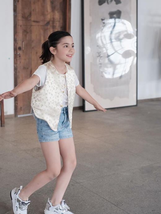 盛唐牡丹| Kids 百蝶织锦缎儿童马甲[特价品] 商品图6