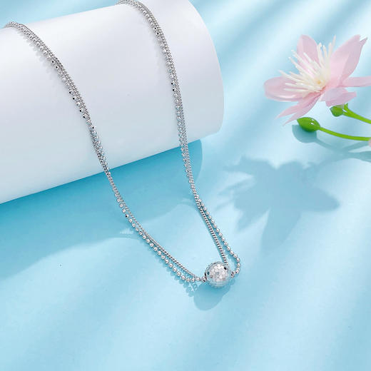 【限时8.8折】【线上铂金馆】PT950 铂金空心可调节爆闪鱼鳞闪耀圆珠双层AB链套链(PTTL00014)预售产品下单后不退款不退货不换货不补差价) 商品图1