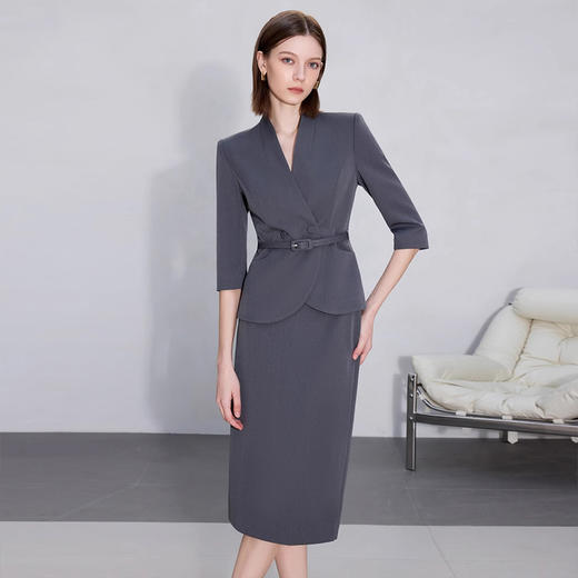 IWY/高级感灰色西装套装职场两件套新款七分袖工作服正装裙CS2252 商品图1