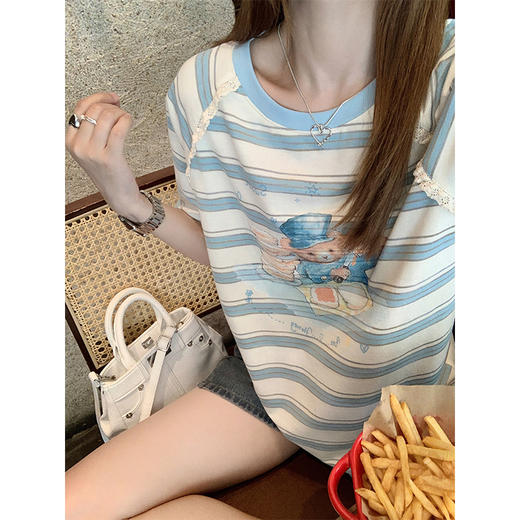 【129元任选2件】条纹小熊印花短袖 商品图2