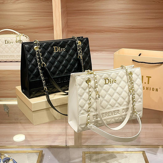 丁摩 【高品质】托特包女黑色菱格大容量百搭通勤链条手提单肩大包5ZF-5262 商品图1