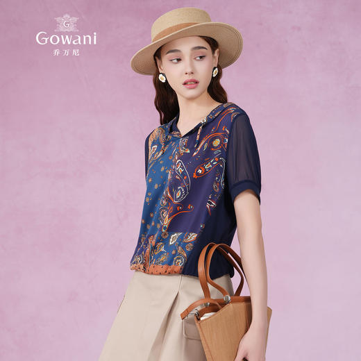 乔万尼短款上衣女新款真丝薄款小衫宽松EF2C352 商品图2